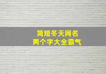 简短冬天网名两个字大全霸气