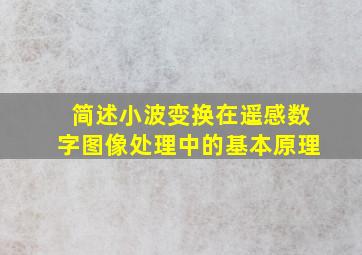 简述小波变换在遥感数字图像处理中的基本原理