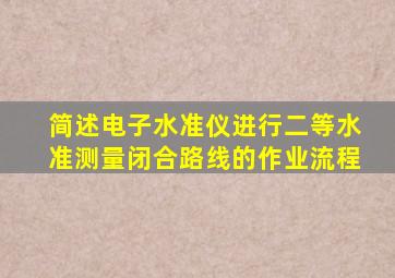 简述电子水准仪进行二等水准测量闭合路线的作业流程