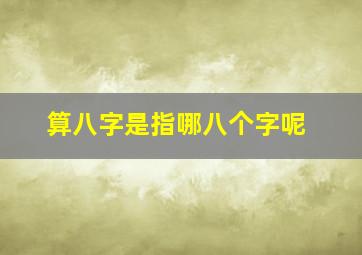 算八字是指哪八个字呢