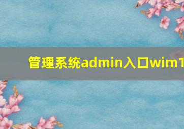 管理系统admin入口wim11