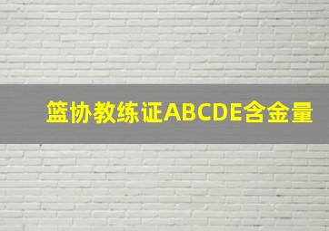 篮协教练证ABCDE含金量