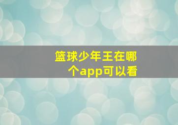 篮球少年王在哪个app可以看