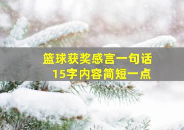 篮球获奖感言一句话15字内容简短一点