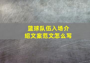 篮球队伍入场介绍文案范文怎么写