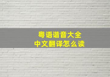 粤语谐音大全中文翻译怎么读