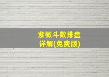 紫微斗数排盘详解(免费版)