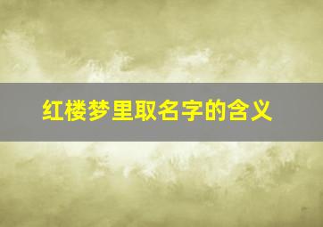 红楼梦里取名字的含义