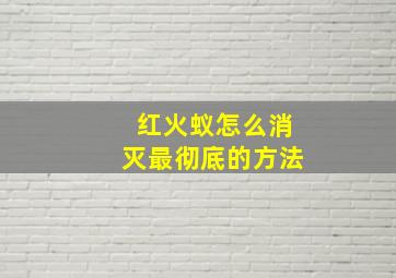 红火蚁怎么消灭最彻底的方法