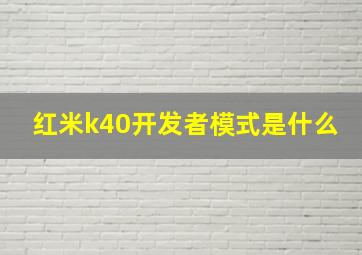 红米k40开发者模式是什么