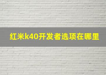 红米k40开发者选项在哪里