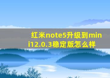 红米note5升级到mini12.0.3稳定版怎么样