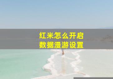 红米怎么开启数据漫游设置