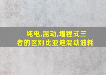 纯电,混动,增程式三者的区别比亚迪混动油耗