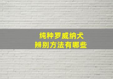 纯种罗威纳犬辨别方法有哪些