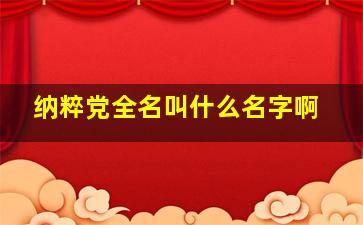 纳粹党全名叫什么名字啊