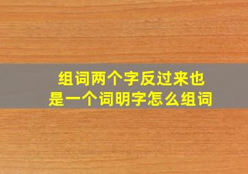 组词两个字反过来也是一个词明字怎么组词