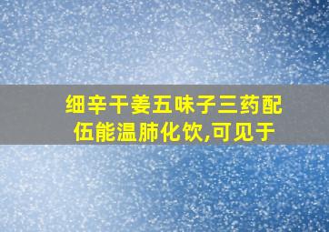 细辛干姜五味子三药配伍能温肺化饮,可见于