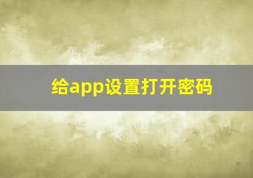 给app设置打开密码