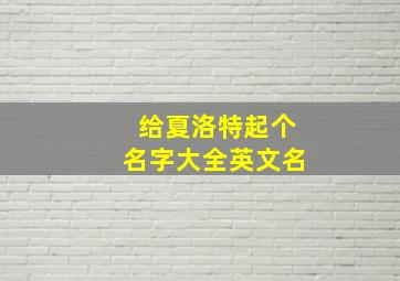 给夏洛特起个名字大全英文名