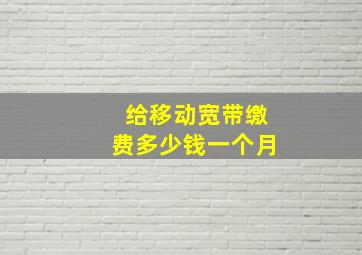 给移动宽带缴费多少钱一个月