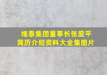 维泰集团董事长张爱平简历介绍资料大全集图片