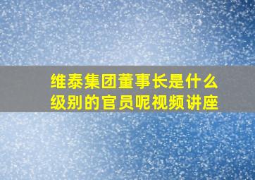 维泰集团董事长是什么级别的官员呢视频讲座