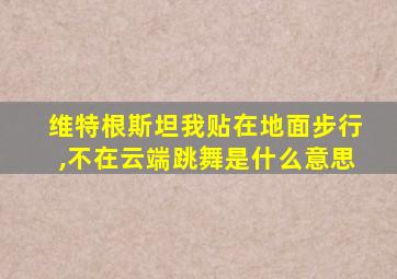 维特根斯坦我贴在地面步行,不在云端跳舞是什么意思