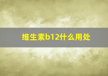 维生素b12什么用处