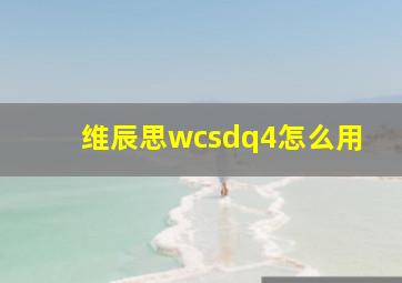 维辰思wcsdq4怎么用