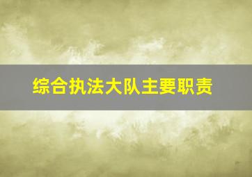 综合执法大队主要职责