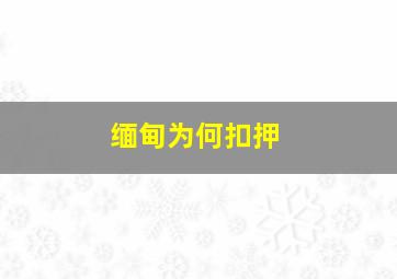 缅甸为何扣押