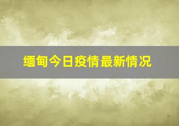 缅甸今日疫情最新情况