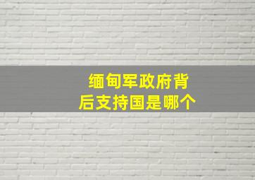 缅甸军政府背后支持国是哪个