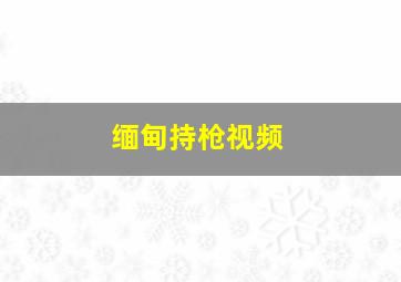 缅甸持枪视频