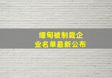 缅甸被制裁企业名单最新公布