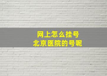 网上怎么挂号北京医院的号呢