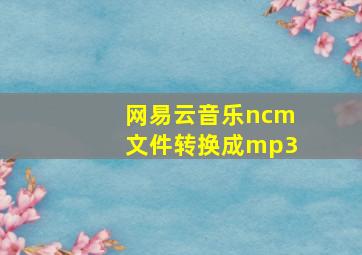 网易云音乐ncm文件转换成mp3