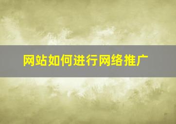 网站如何进行网络推广