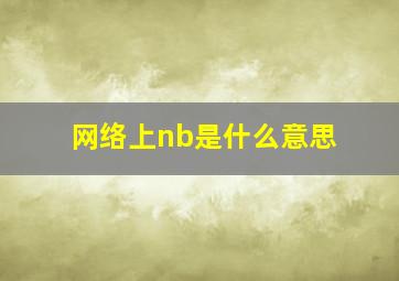 网络上nb是什么意思