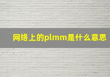 网络上的plmm是什么意思