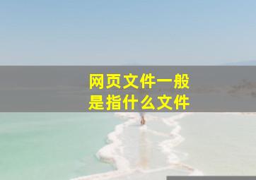 网页文件一般是指什么文件