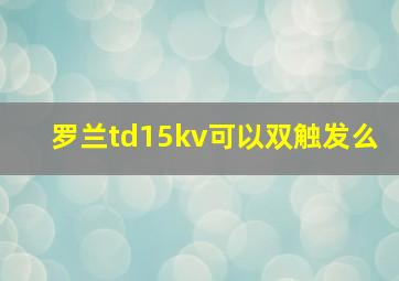 罗兰td15kv可以双触发么