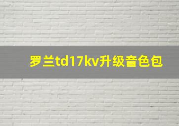 罗兰td17kv升级音色包