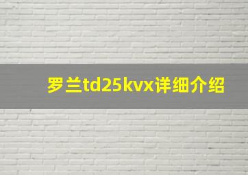 罗兰td25kvx详细介绍