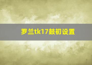 罗兰tk17鼓初设置