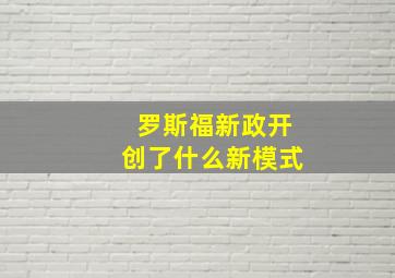 罗斯福新政开创了什么新模式