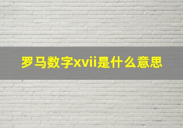 罗马数字xvii是什么意思