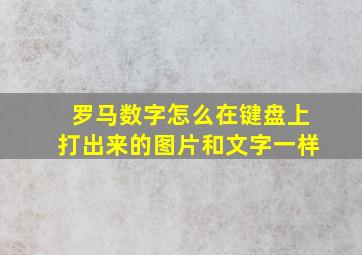 罗马数字怎么在键盘上打出来的图片和文字一样