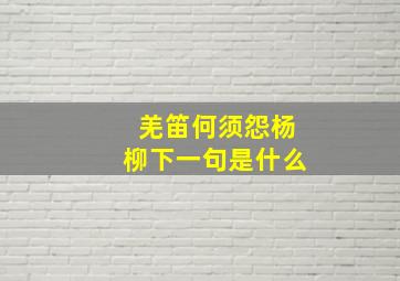 羌笛何须怨杨柳下一句是什么